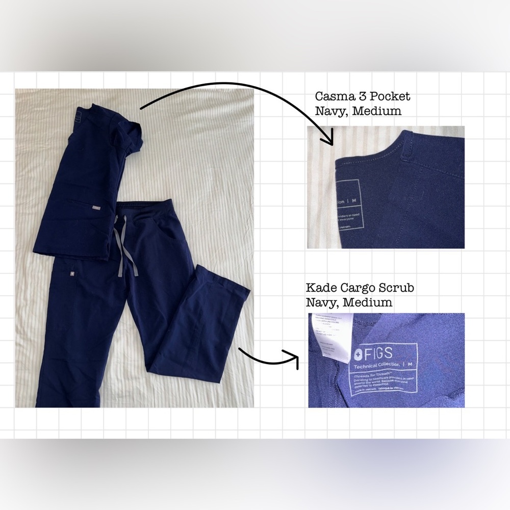 Casma 3 Pocket FIGS Navy top